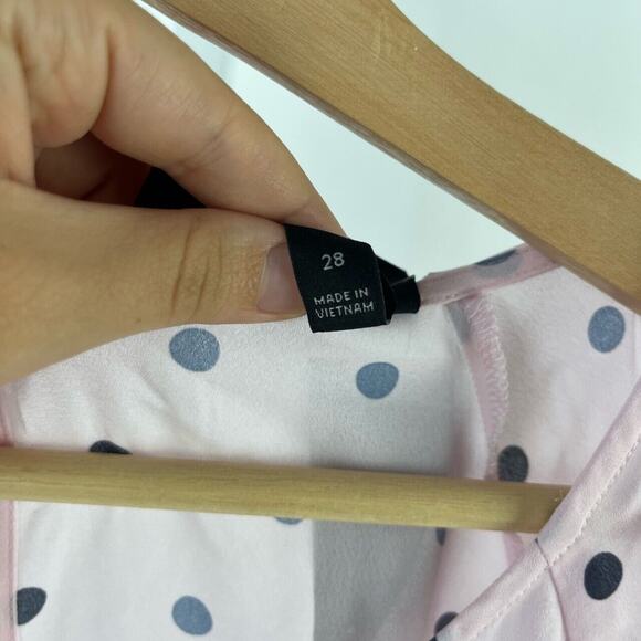 NWT LANE BRYANT 28 Plus Polka Dot Keyhole Blouse Short Sleeve Top Side Tie Pink - Picture 5 of 8